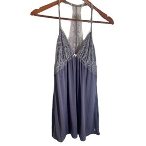 Victoria’s Secret Gray Two Tone Razorback Babydoll Nightgown Lingerie Size SMALL